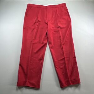 Luxton Dress Pants Mens 40x34 Red Pleated High Rise Straight Leg Formal Office